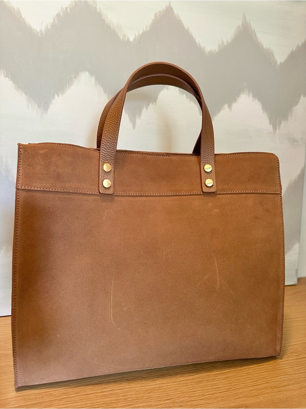Mark & Graham Large Essential Suede Tote Bag, Chestnut - Picture 2 of 9